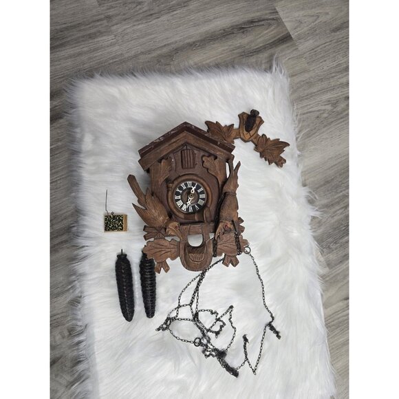 Cuckoo Clock German Black Coehler Forest made Vintage- NOT WORKING FOR PARTS - Picture 2 of 16